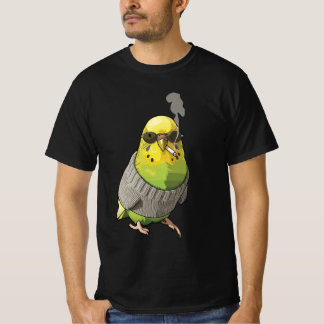 Cool Budgie in Grey Sweater and Sunglasses Illustr T Shirt