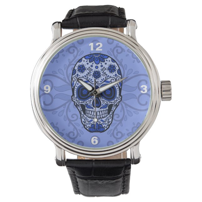 Cool Bue Socker Skalle herrklocka Armbandsur (Framsida)