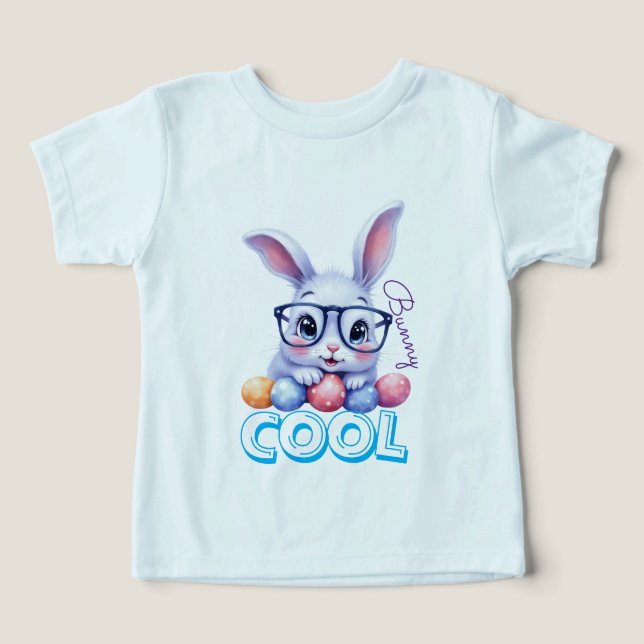 Cool Bunny Easter Personalized Name Kids T Shirt (Design Framsida)