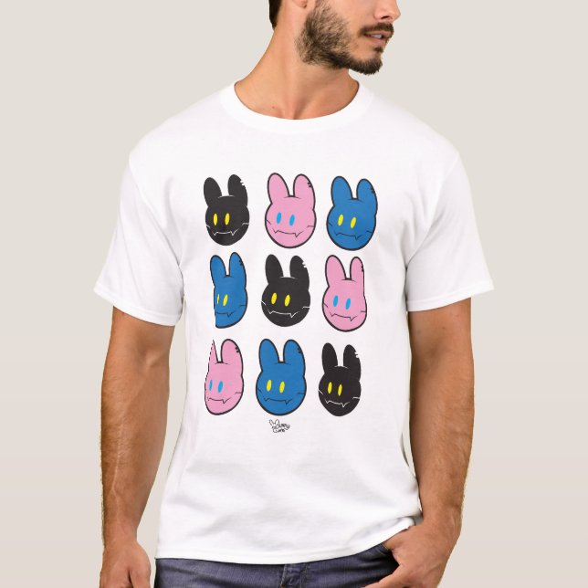 Cool Bunny Gang Grid Pattern Streetwear T-Shirt (Framsida)