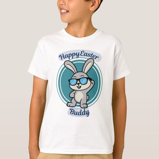 Cool Bunny Happy Easter Buddy T Shirt (Framsida)