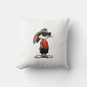Cool Bunny i solglasögon Tecknad Illustration Kudde