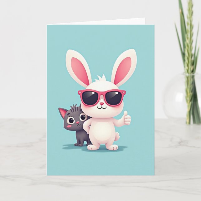 Cool Bunny Pal Välkomstkort Kort (Framsida)