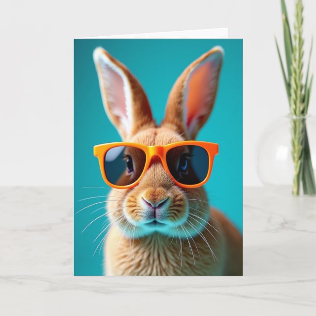 Cool Bunny Portrait Card Kort (Framsida)