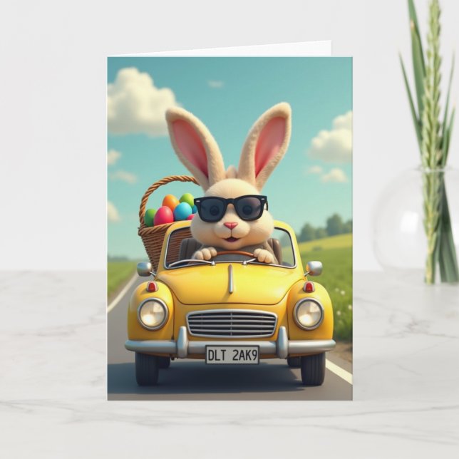 Cool Bunny Spring Ride Card Kort (Framsida)