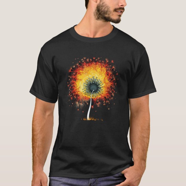 Cool burning Dandelion Flower T Shirt (Framsida)