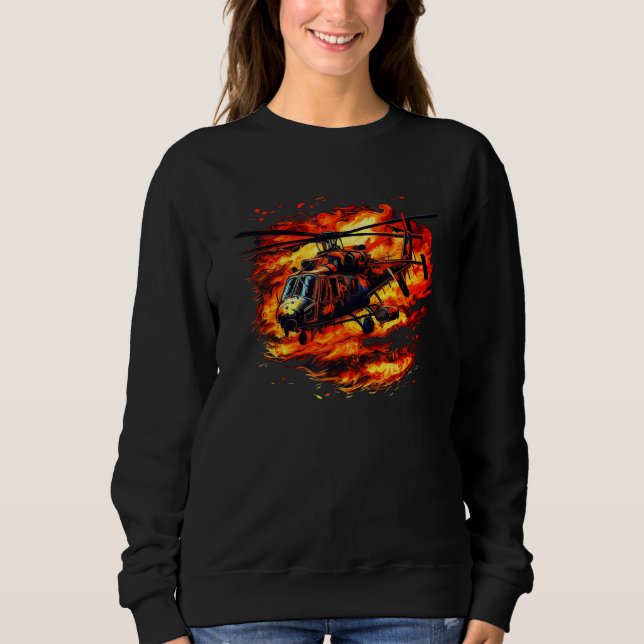 Cool burning Helicopter with Flames & Fire for Pil T Shirt (Framsida)