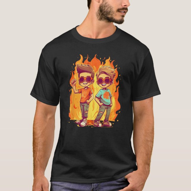 Cool burning Kids for Bestfriends with Fire and Fl T Shirt (Framsida)