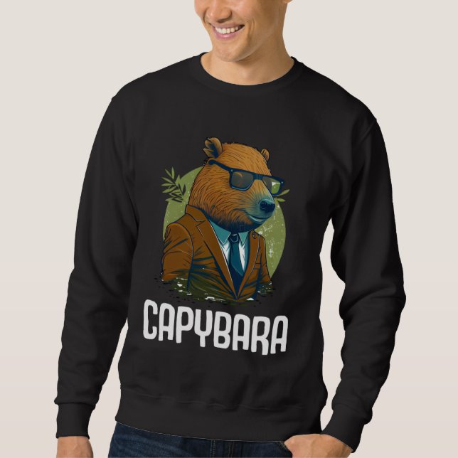 Cool Capybara Sunglasses Water Pig South America C Lång Ärmad Tröja (Framsida)