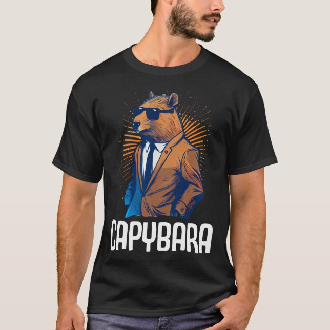 Cool Capybara Sunglasses Water Pig South America C T Shirt (Framsida)