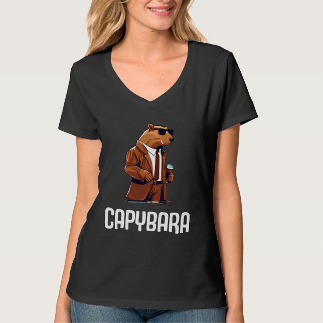 Cool Capybara Sunglasses Water Pig South America C T Shirt (Framsida)