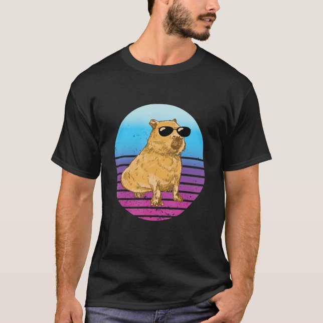 Cool Capybara Sunset Capybara   Capybara Rodent T Shirt (Framsida)