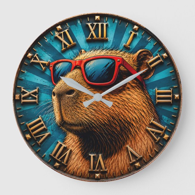 Cool Capybara with Sunglasses Stor Klocka (Framsida)
