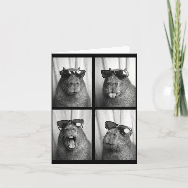 Cool Capybara With Sungles Photobooth Funny Rodent Kort (Framsida)
