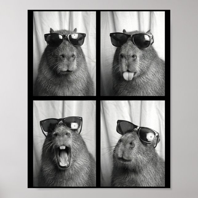 Cool Capybara With Sungles Photobooth Funny Rodent Poster (Framsidan)