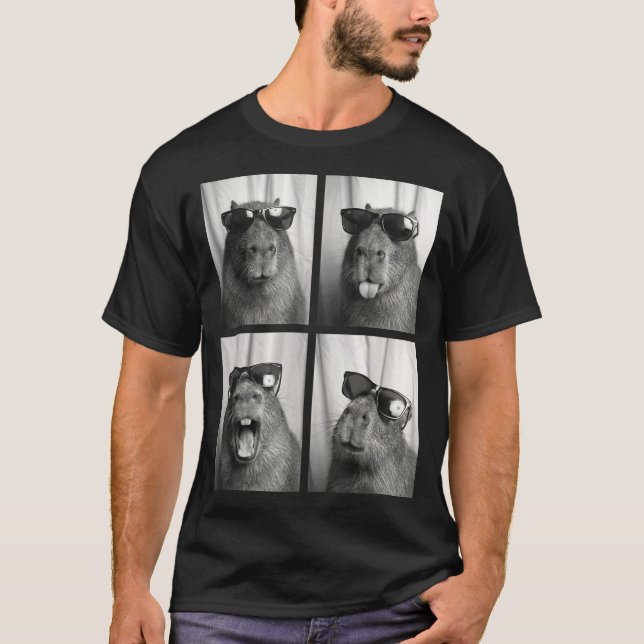 Cool Capybara With Sungles Photobooth Funny Rodent T Shirt (Framsida)