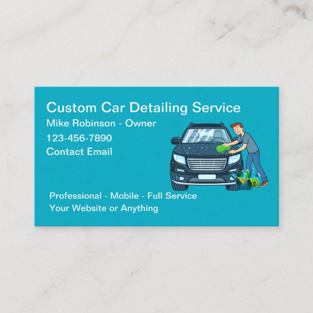 Cool Car Wash Detailing Service Visitkort (Framsida)