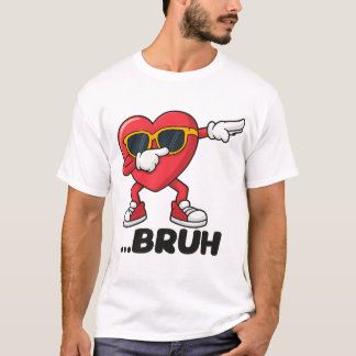 Cool Cartoon Heart Dab T-Shirt – Rolig “BRUH”