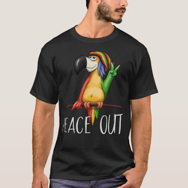 Cool Cartoon Rasta Bird Chilling Reggae Parrot Pea T Shirt (Framsida)