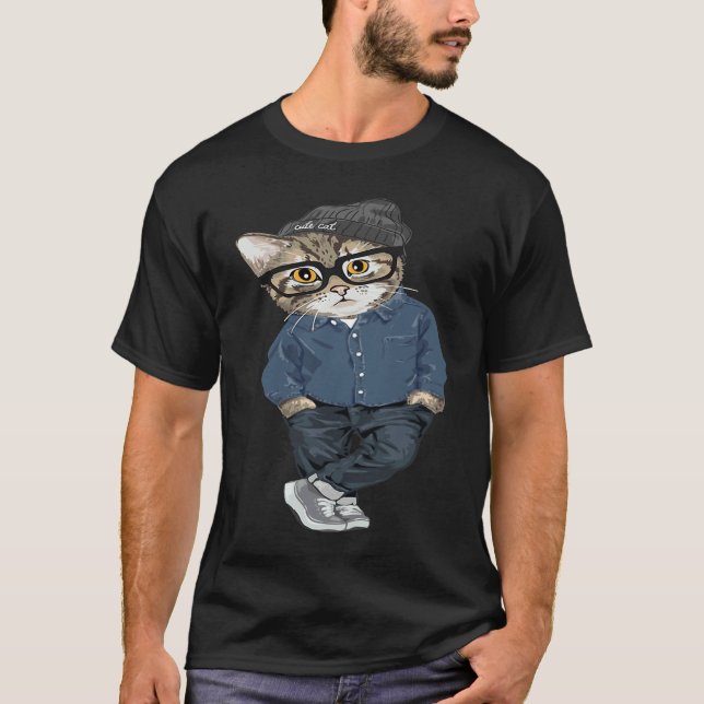 Cool Cat And  Cat T Shirt (Framsida)