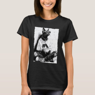 Cool Cat Anime Hipster Katt Äter Ramen Japansk Kat T Shirt