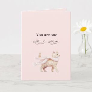 Cool Cat Blush Rosa Schal Födelsedag Kort