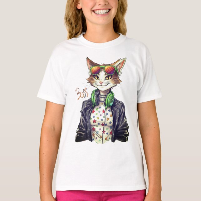 Cool Cat Boss – Roligt Presentidé till kattälskare T Shirt (Framsida)