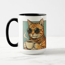 Cool Cat Coffee Retro Stil Design för Kattälskare