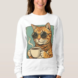 Cool Cat Coffee Retro Stil Design för Kattälskare T Shirt