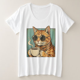 Cool Cat Coffee Retro Stil Design för Kattälskare T Shirt