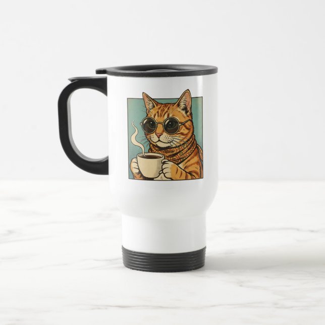Cool Cat Coffee Retro Style Design for Cat Lovers Resemugg (Vänster)