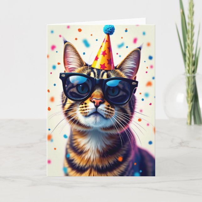 Cool Cat Födelsedagskort Kort (Framsida)