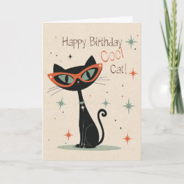 Cool Cat Födelsedagskort | Roligt Mid-Cen Kort