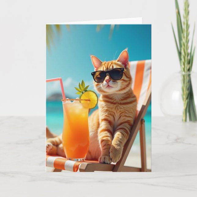 Cool Cat Födelsedagsscen Kort (Framsida)