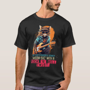 Cool Cat för Rock'n Cats och Gitarr Riffs Musik Lo T Shirt