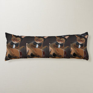 Cool Cat Gitarrist – Minimalistisk Elegant Design Kroppskudde