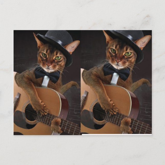 Cool Cat Gitarrist  Vykort (Framsida)