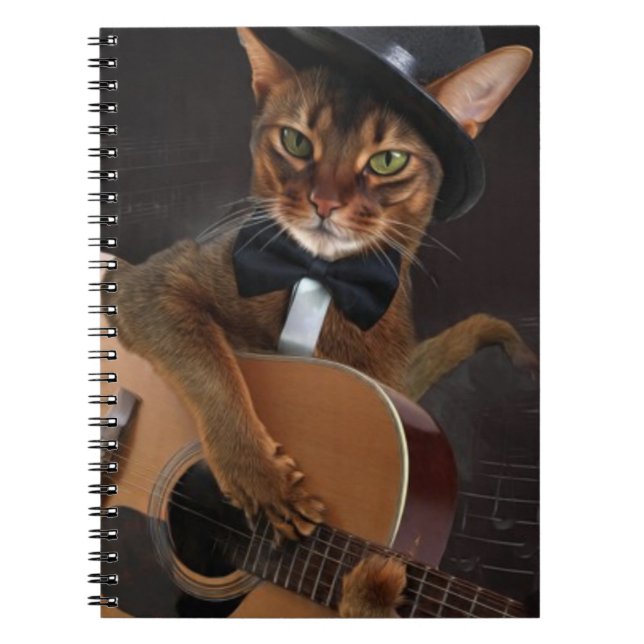 Cool Cat Guitarist – Minimal Elegant Design Anteckningsbok (Framsidan)