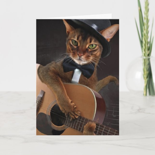 Cool Cat Guitarist – Minimal Elegant Design Kort (Framsida)