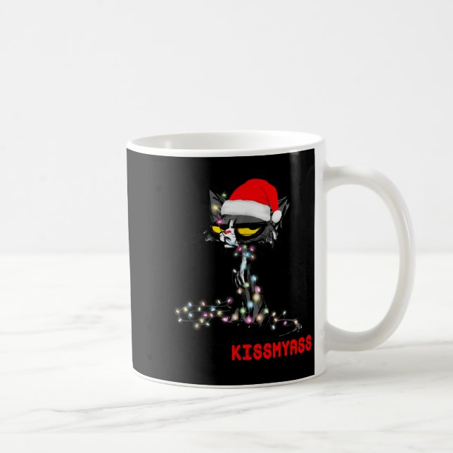 Cool Cat Hat Merry Kiss My Christmas  Kaffemugg (Höger)