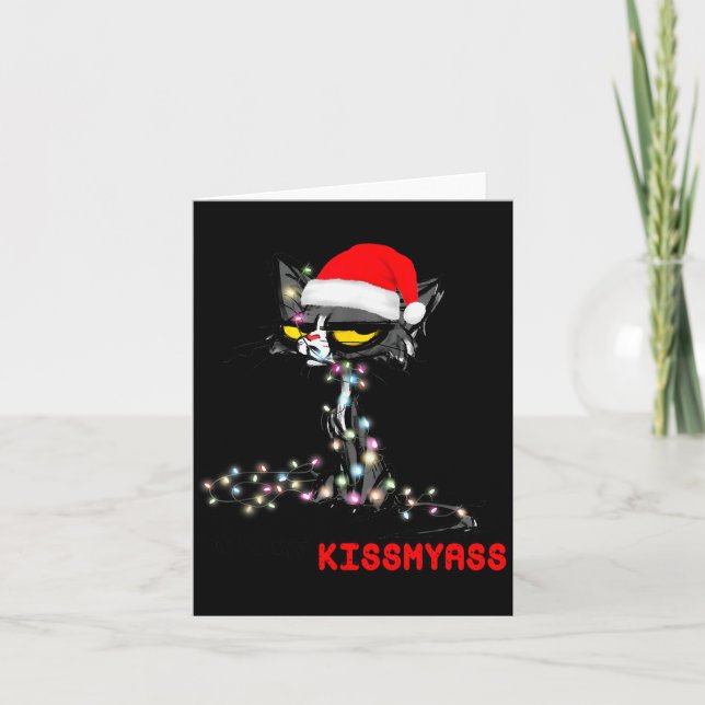Cool Cat Hat Merry Kiss My Christmas  Kort (Framsida)
