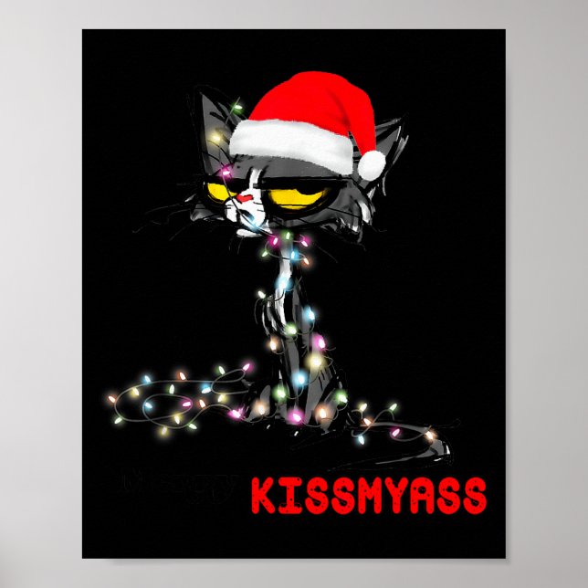 Cool Cat Hat Merry Kiss My Christmas  Poster (Framsidan)