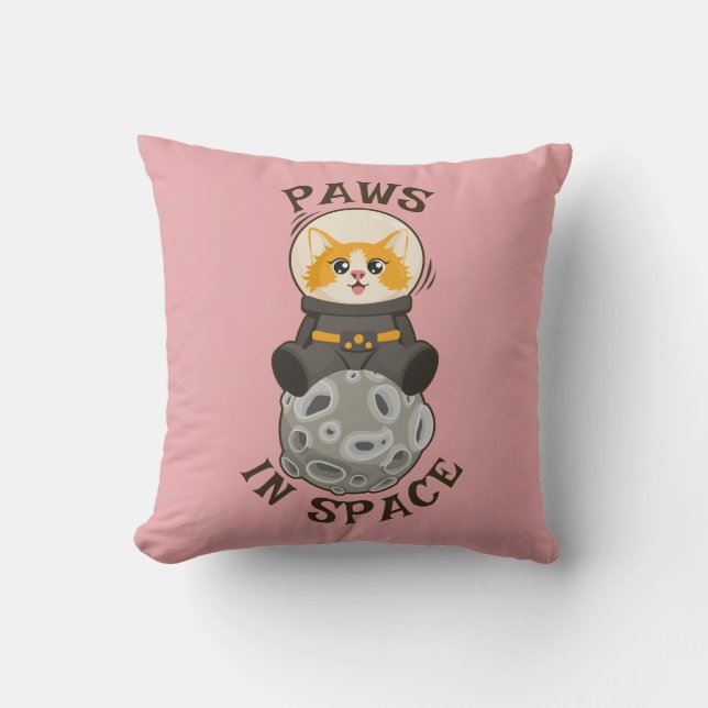 Cool Cat i rymden Katt Astronaut Kosmiskt djur Mån Kudde (Framsida)