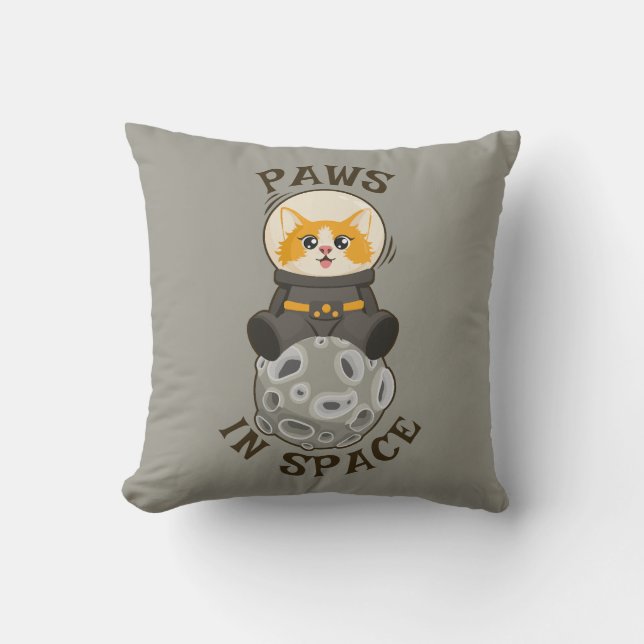 Cool Cat i rymden Katt Astronaut Kosmiskt djur Mån Kudde (Framsida)