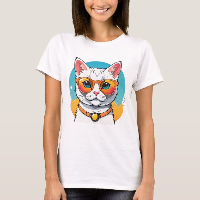 Cool Cat in Sunglasses  T Shirt (Framsida)