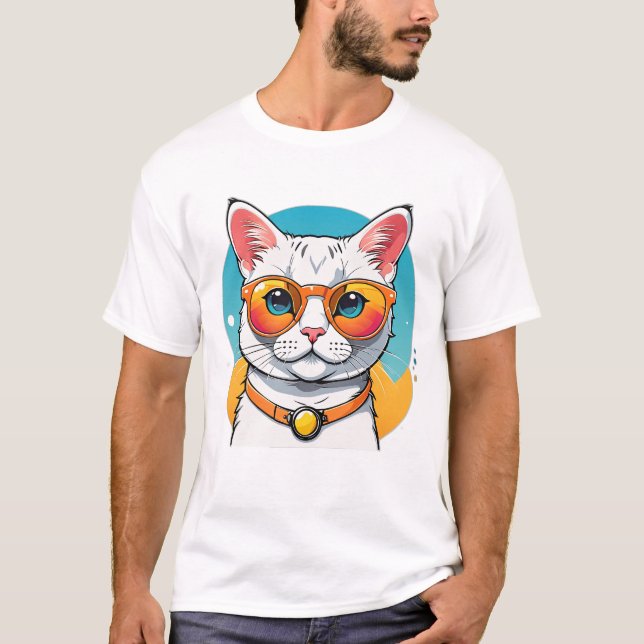 Cool Cat in Sunglasses  T Shirt (Framsida)