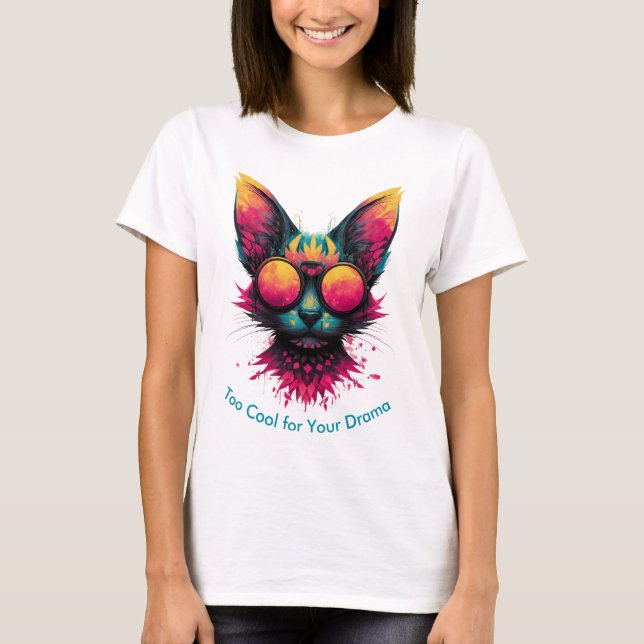 Cool Cat med Glasögon Dam T-Shirt (Framsida)