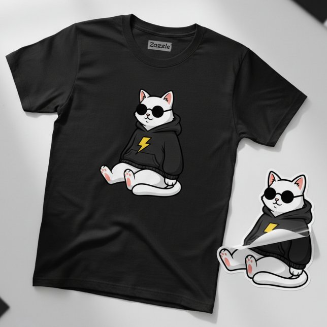 Cool Cat med Hoodie & Solglasögon T-Shirt (Skapare uppladdad)