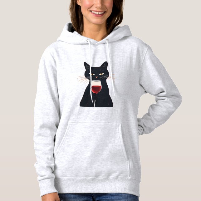 Cool Cat med solglasögon – Rolig svart katt hoodie T Shirt (Framsida)