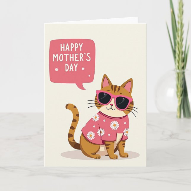 Cool Cat Mors Dag Illustrationskort Kort (Framsida)